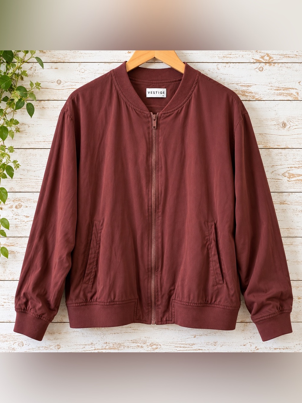 Vestige Lightweight Woven Bomber Jacket Burgundy Women’s XL Rayon